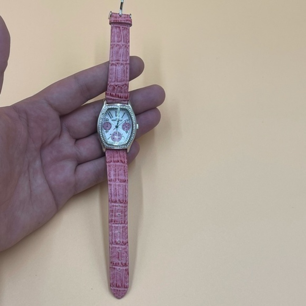 Anne Klein Genuine Leather Hot Pink Watch